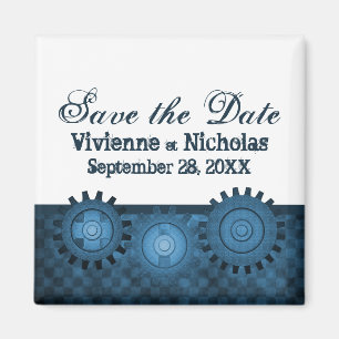 Steampunk Gears Spara datum magneter, Blue Magnet