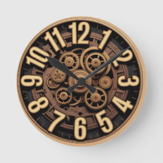 Steampunk Gears Vintage look Rund Klocka