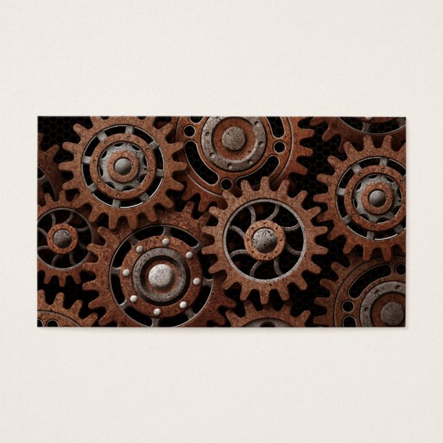 Steampunk Gears Visitkort (Framsidan)