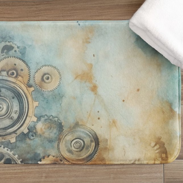 Steampunk Gears Watercolor - Clock Work Badrumsmatta (Skapare uppladdad)