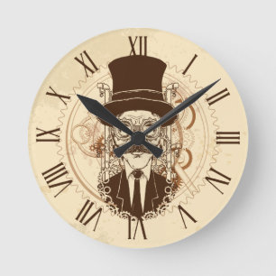 Steampunk gentleman rund klocka