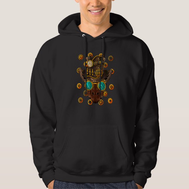 Steampunk Giraff Medeltida Viktoriansk Ångdriven Hoodie (Framsida)