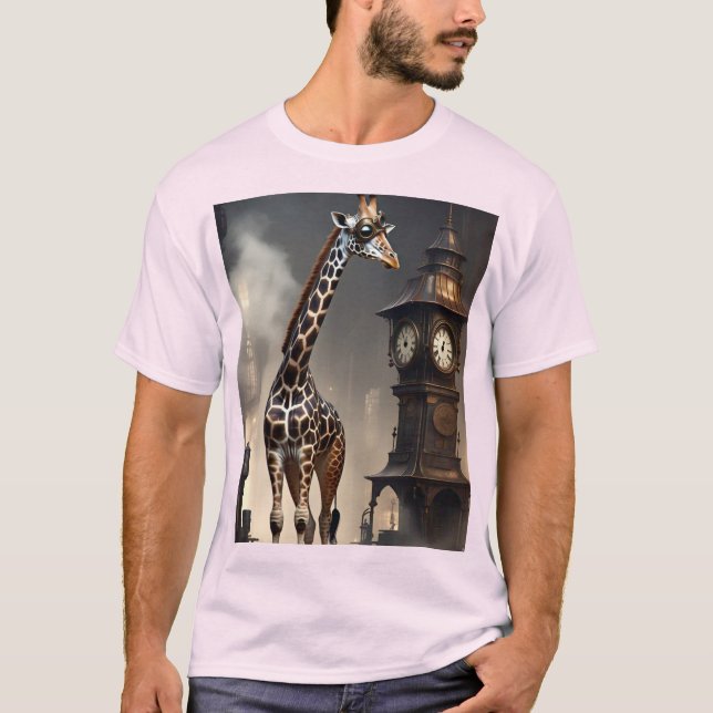 Steampunk Giraffe 🦒 🔩 | Tall Tech Stil T Shirt (Framsida)