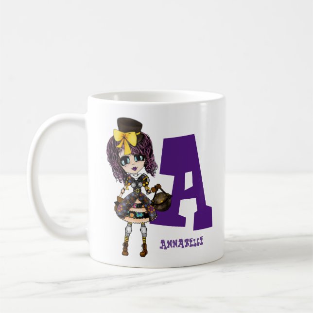 Steampunk Girl Cosplay Fläkt Named Gift art av Lea Kaffemugg (Vänster)