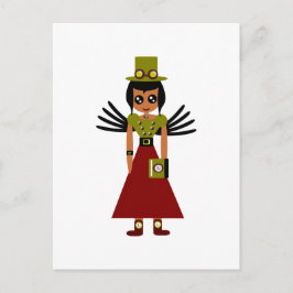 Steampunk Girl Goal Keeper of Time Vykort