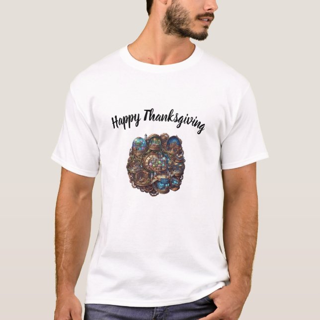 Steampunk Glad Jul Dual Print T-Shirt (Framsida)