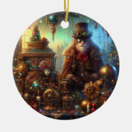 Steampunk Glow Jultomten Julgransprydnad Keramik