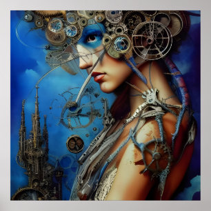 Steampunk Goddess Art Poster
