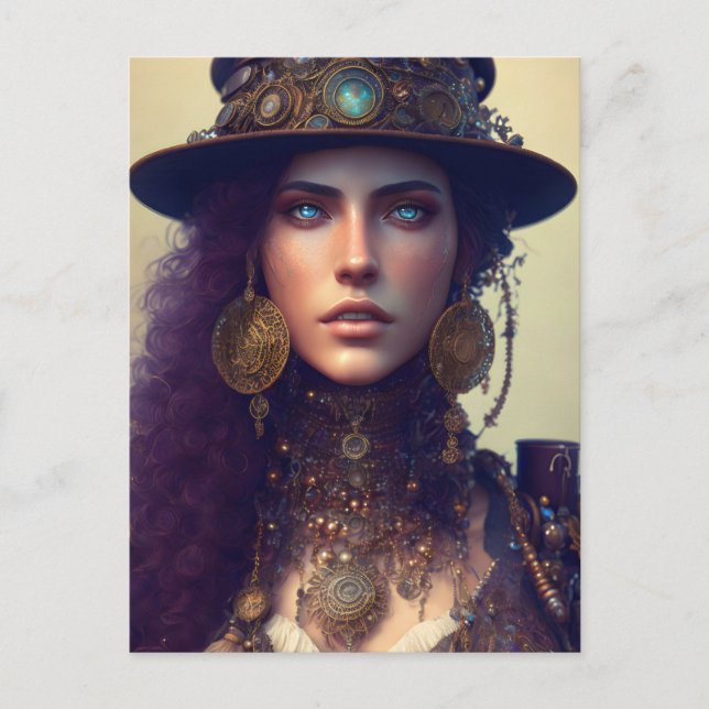 Steampunk Goddess Vykort (Framsida)
