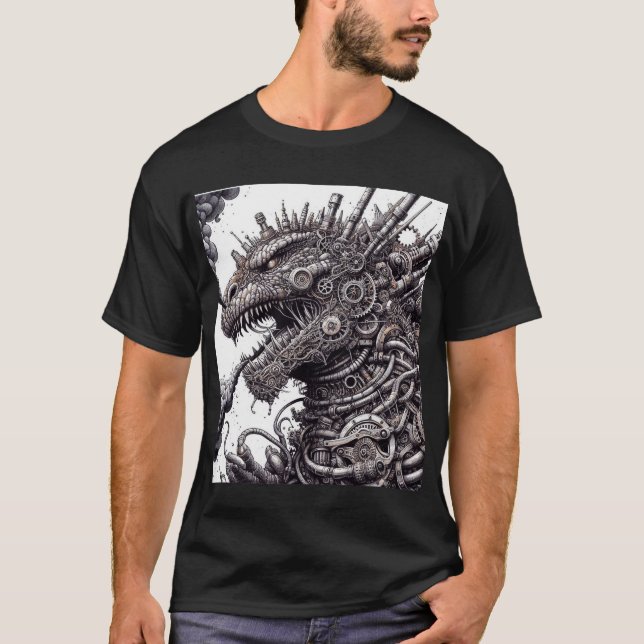 Steampunk Godzilla T Shirt (Framsida)