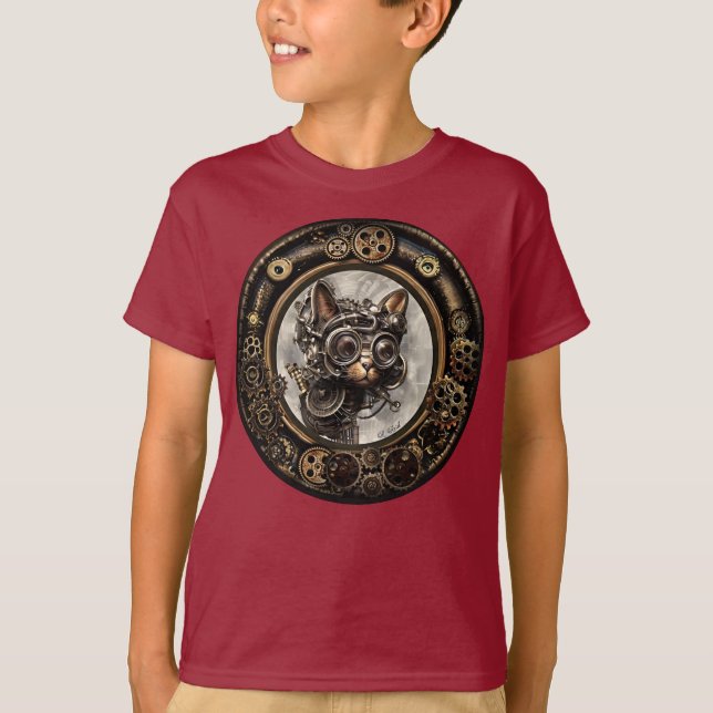 Steampunk Goggles Cat T Shirt (Framsida)