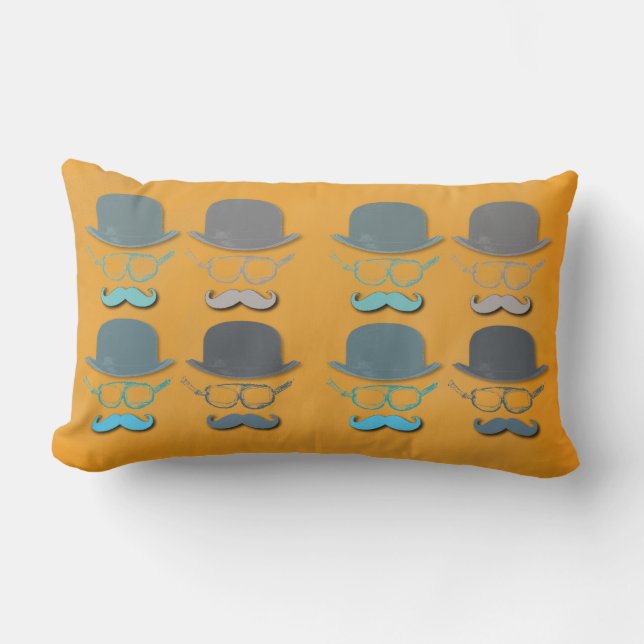 Steampunk Goggles, hattar och mustascher Lumbarkudde (Framsida)