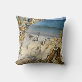 Steampunk Golden & Powder blue Bröllop Gift Kudde