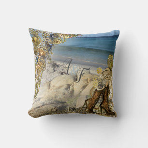 Steampunk Golden  & Powder blue Bröllop Gift Kudde