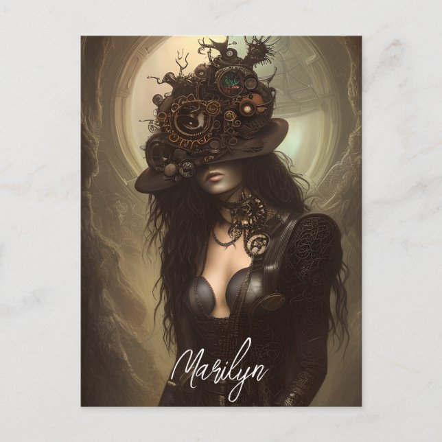 Steampunk Gömmer Öga originalteckningen Vykort (Framsida)