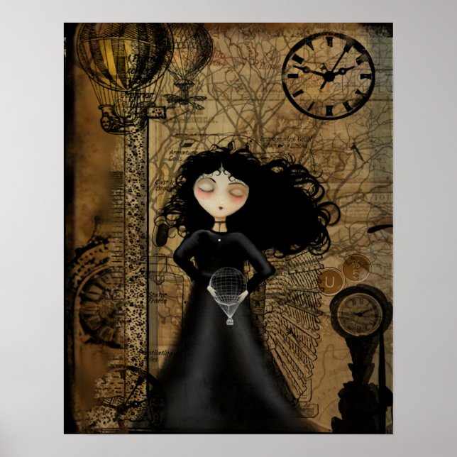 Steampunk Goth Girl Art Poster (Framsidan)