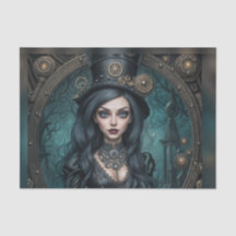 Steampunk Goth Goddess Woman Decoupage Papper