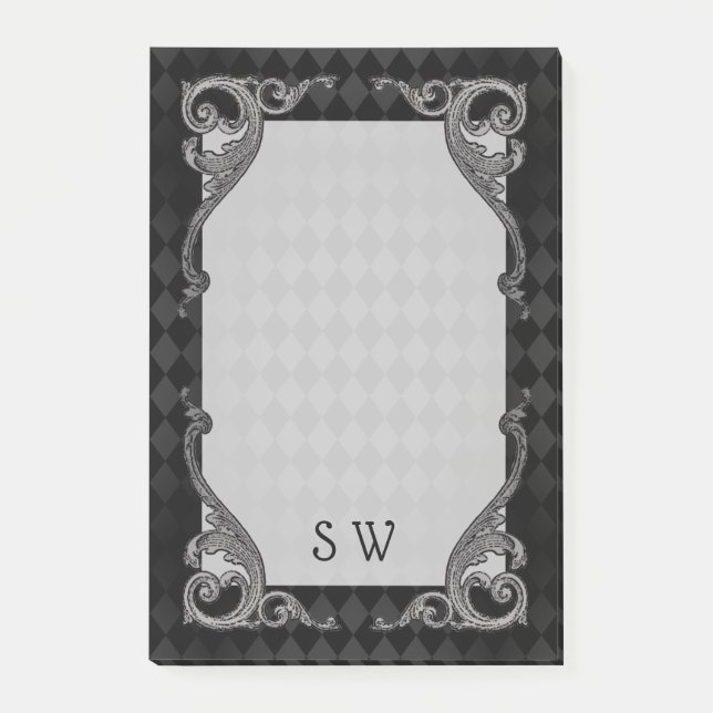 Steampunk Goth Monogrammed Post-it Block (Framsida)