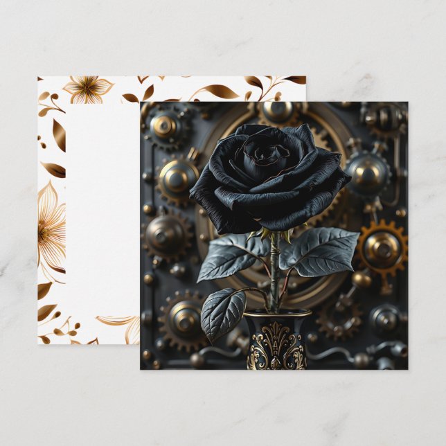 Steampunk Gothic Black Ro Blank Kort (Fram/baksida)