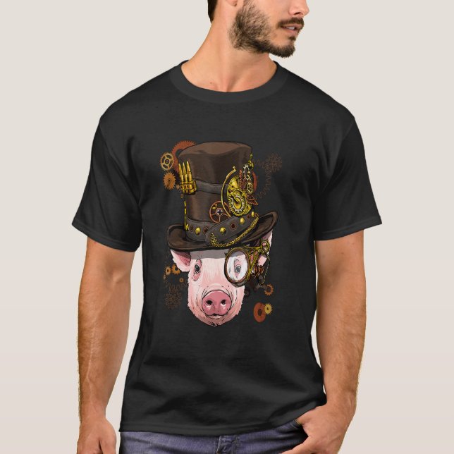 Steampunk Gothic Gris Ansikte Mechanical Farm Anim T Shirt (Framsida)