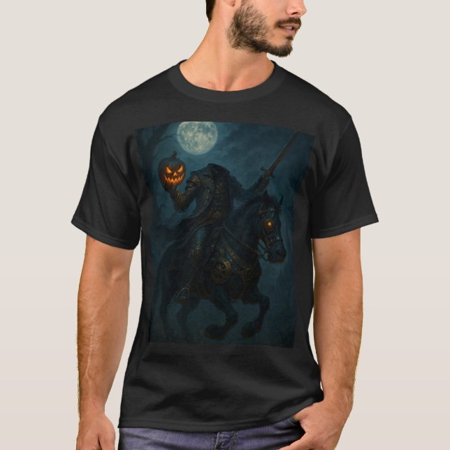 Steampunk Gothic Horror Headless Horseman T Shirt (Framsida)
