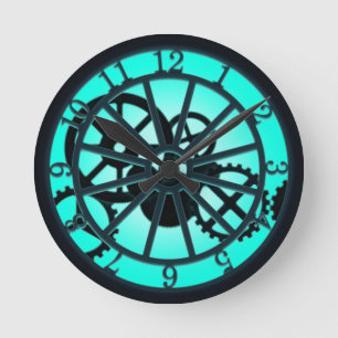 Steampunk Gothic Ironwork Glowing Inner Work Rund Klocka