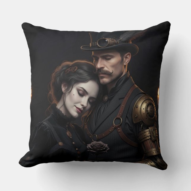 Steampunk Gothic Paar Kissen Kudde (Framsida)