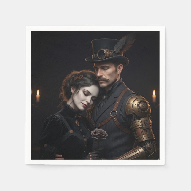 Steampunk Gothic Paar Pappersservett (Framsidan)