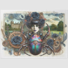 Steampunk Gothic Scarab Beetle Decoupage