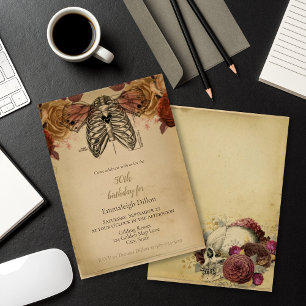 Steampunk Gothic Science fiction Blommigt Birthday Inbjudningar