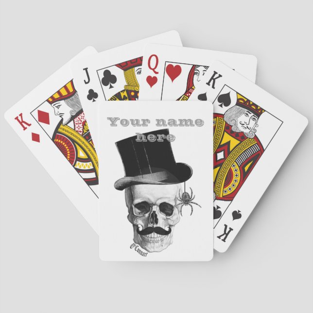 Steampunk gothic skalle och top hat kortlek (Baksidan)