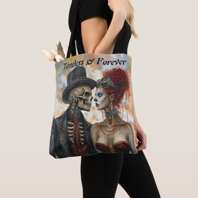 Steampunk Gothic Skeleton lite industriellt utseen Tygkasse (Närbild)
