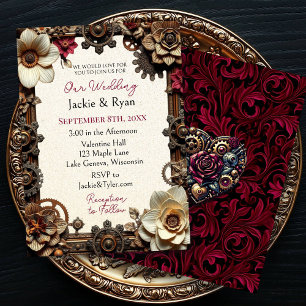Steampunk Gothic Themed Wedding bjudande Inbjudningar