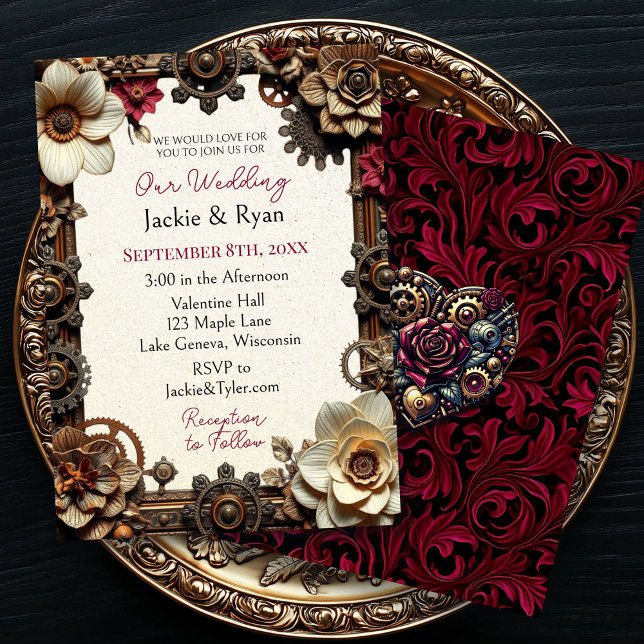 Steampunk Gothic Themed Wedding bjudande Inbjudningar (Skapare uppladdad)