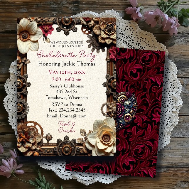 Steampunk Gothic ThGode Bachelorette Party Inbjudningar (Skapare uppladdad)