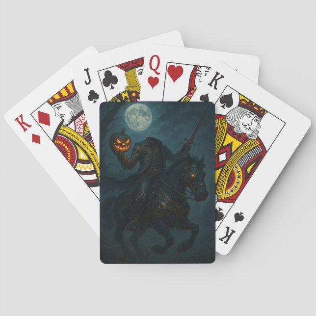 Steampunk Gotisk Skräck Huvudlös Ryttare Casinokort (Baksidan)