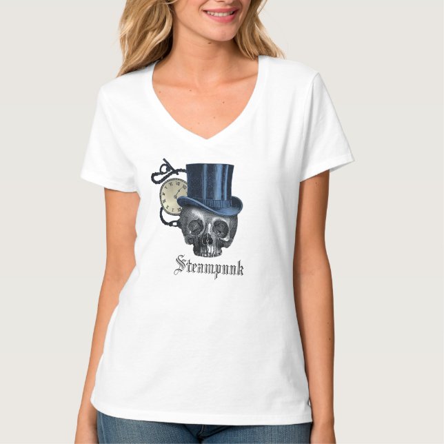 Steampunk gotkragur och döskallar T-Shirt (Framsida)