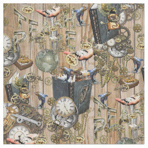 Steampunk Graphic Inslag-samlingar på trä Tyg