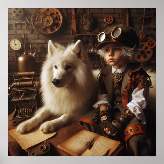 Steampunk Grottbarn - Husdjur Varg 05 Poster (Framsidan)