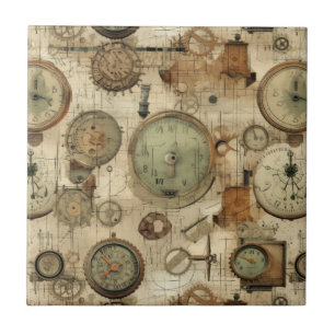 Steampunk Grunge Art Tile Kakelplatta