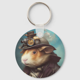 Steampunk Guinea Gris Nyckelring