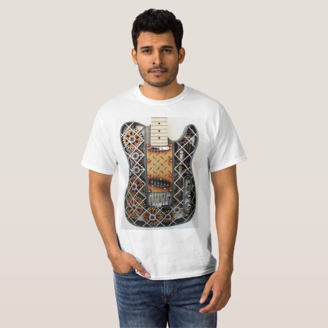 Steampunk Guitar Shirt T-shirt (Hel framsida)