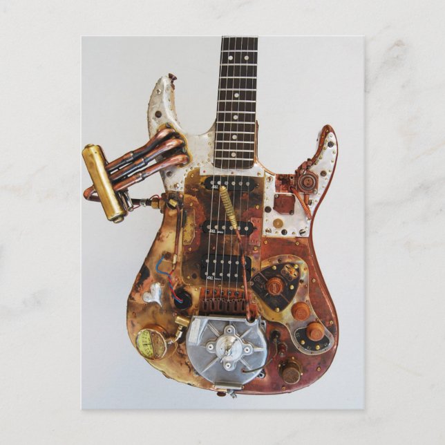 Steampunk Guitar Vykort (Framsida)