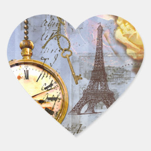 Steampunk & Gul ros Heart Sticker Märkre Hjärtformat Klistermärke