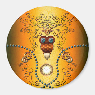 Steampunk gullig uggla magnet