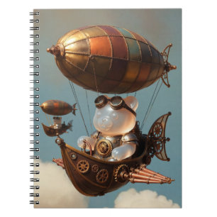 Steampunk Gummibär Pilot i Fantasy Luftskepp Anteckningsbok