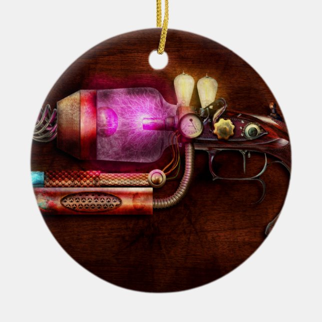 Steampunk - Gun -The neuralizer blir Julgransprydnad Keramik (Framsidan)