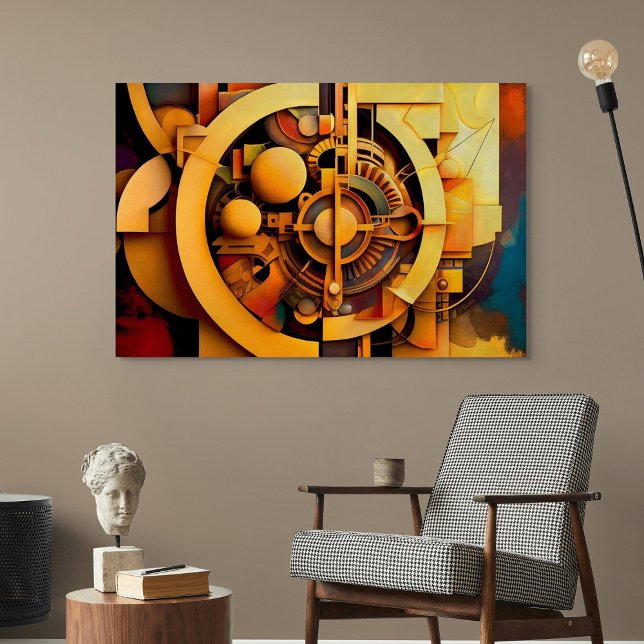 Steampunk Gyllene Mekanism Abstrakt Canvastryck (Skapare uppladdad)