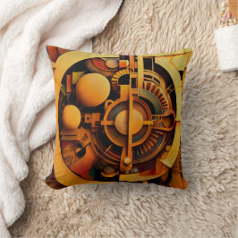 Steampunk Gyllene Mekanism Abstrakt Kudde