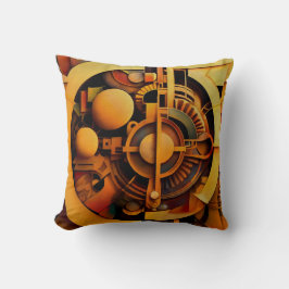 Steampunk Gyllene Mekanism Abstrakt Kudde
